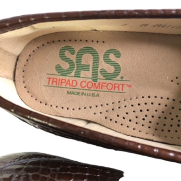 SAS Crocodile Embossed Leather Moccasin Loafer Size 6 - Picture 7 of 8